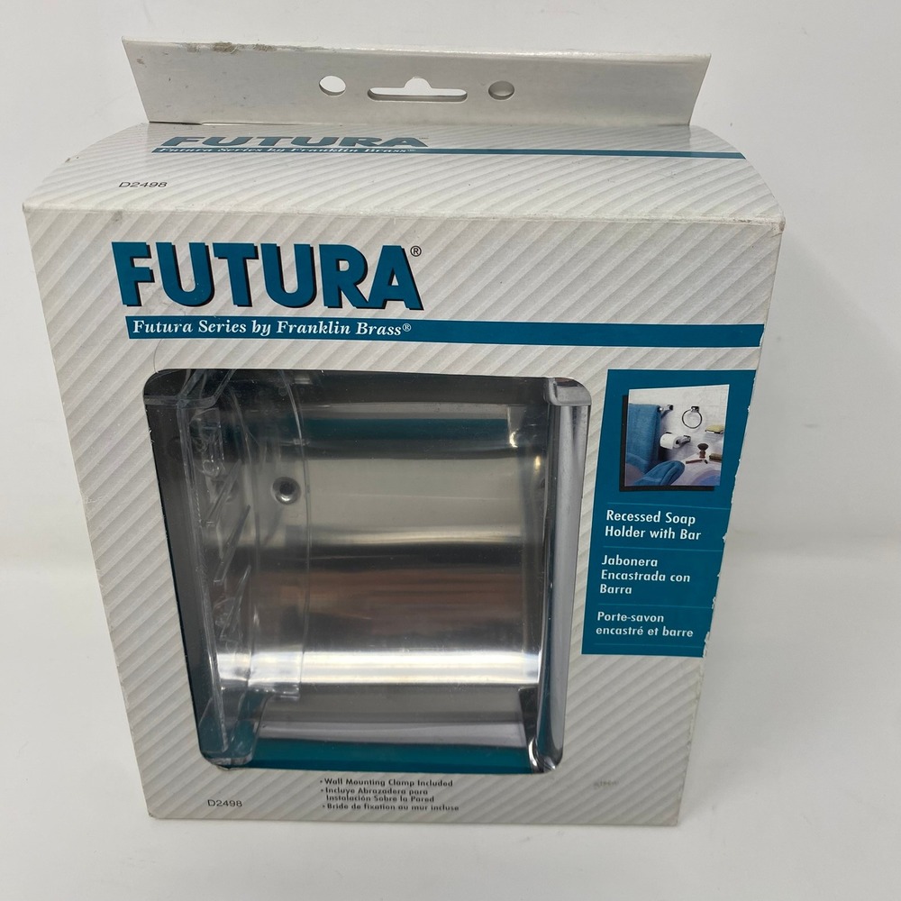 NEW Vintage FUTURA FRANKLIN BRASS Chrome D2497 Recessed Toilet Paper Holder